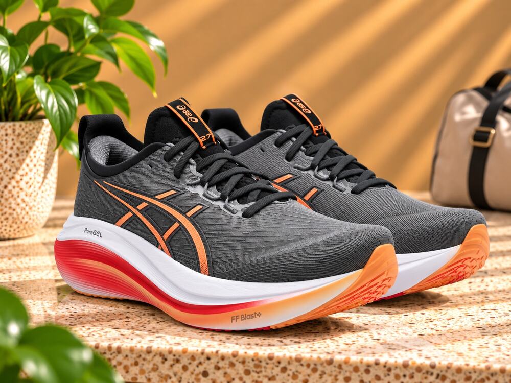 USED ASICS Men's Gel-Nimbus 27 Running Shoes, 8.5, Carbon/Mojave